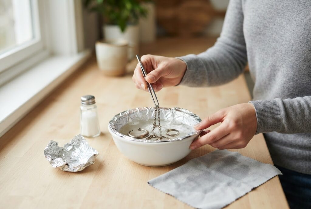 Realistic photo for Angelaufenen Silberschmuck mit Hausmitteln reinigen