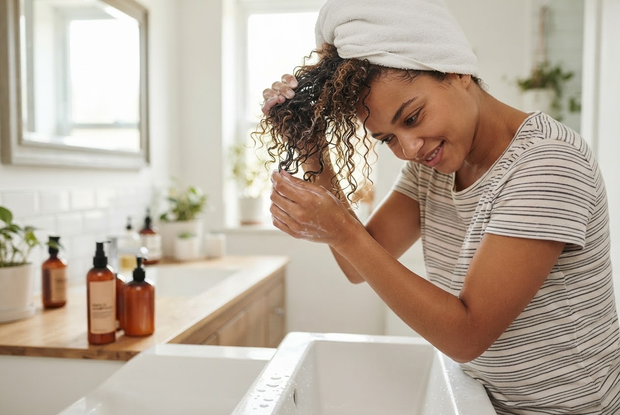 Realistic photo for Krauses Haar pflegen: Eine einfache Routine für Locken und Coils