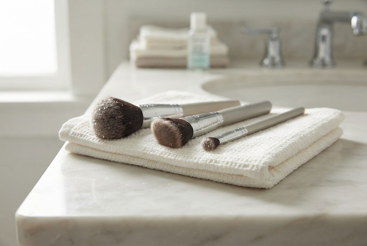 Realistic photo for Make-up-Pinsel richtig reinigen und trocknen