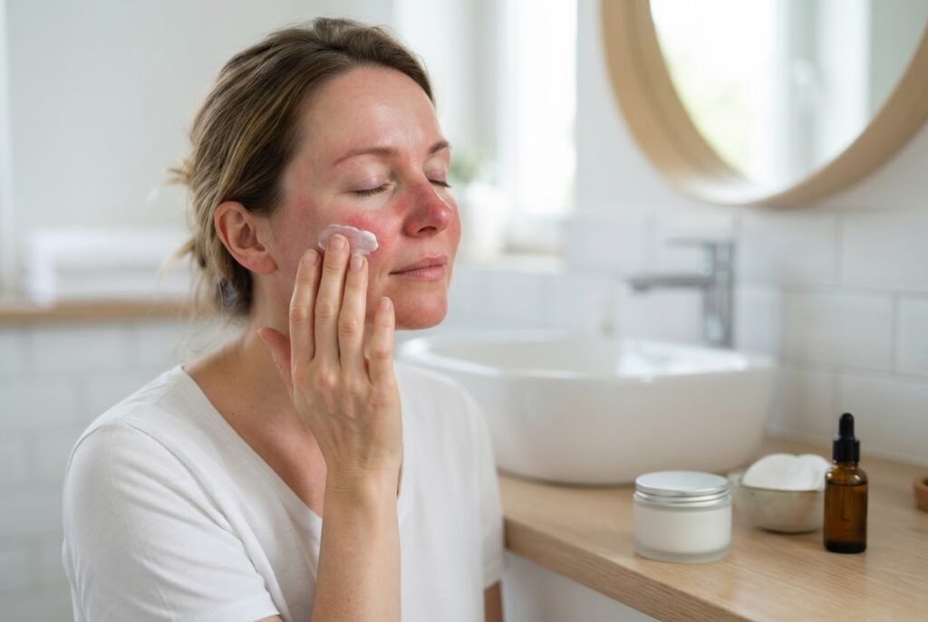 Realistic photo for Hautpflege bei Rosacea: Milde Produkte für gerötete Haut