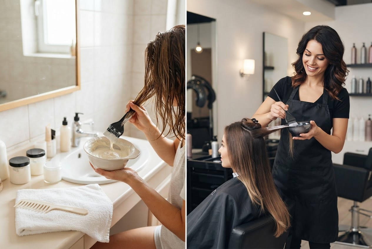 Comparison of home hair care products and professional salon treatment