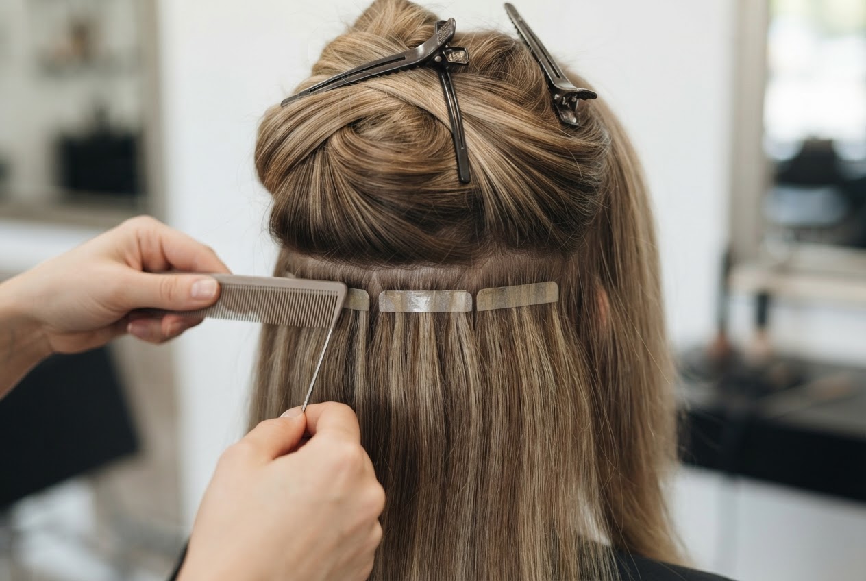 Realistic photo for Tape Extensions hochsetzen: Schritt für Schritt erklärt