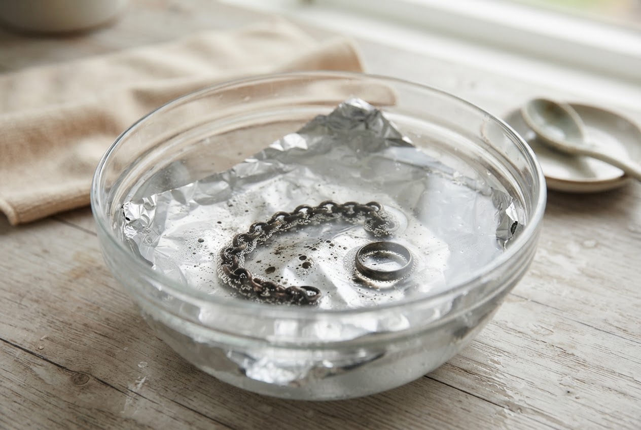 Realistic photo for Angelaufenen Silberschmuck mit Hausmitteln reinigen