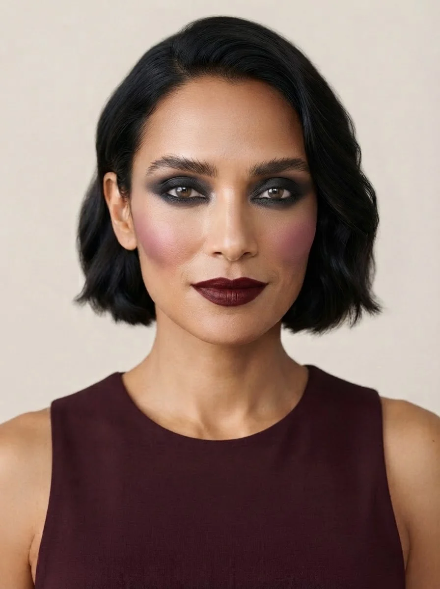 Dramatischer Look mit Anthrazit und Bordeaux