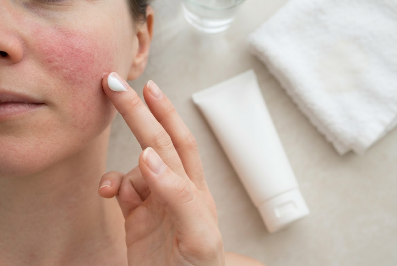 Realistic photo for Hautpflege bei Rosacea: Milde Produkte für gerötete Haut