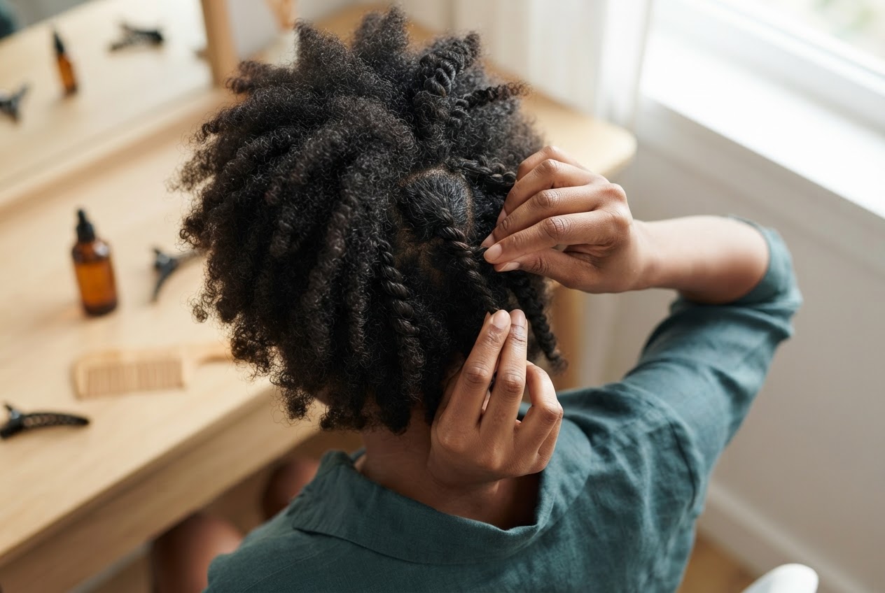 Realistic photo for Afro Haare pflegen: Die Routine, die Feuchtigkeit wirklich hält