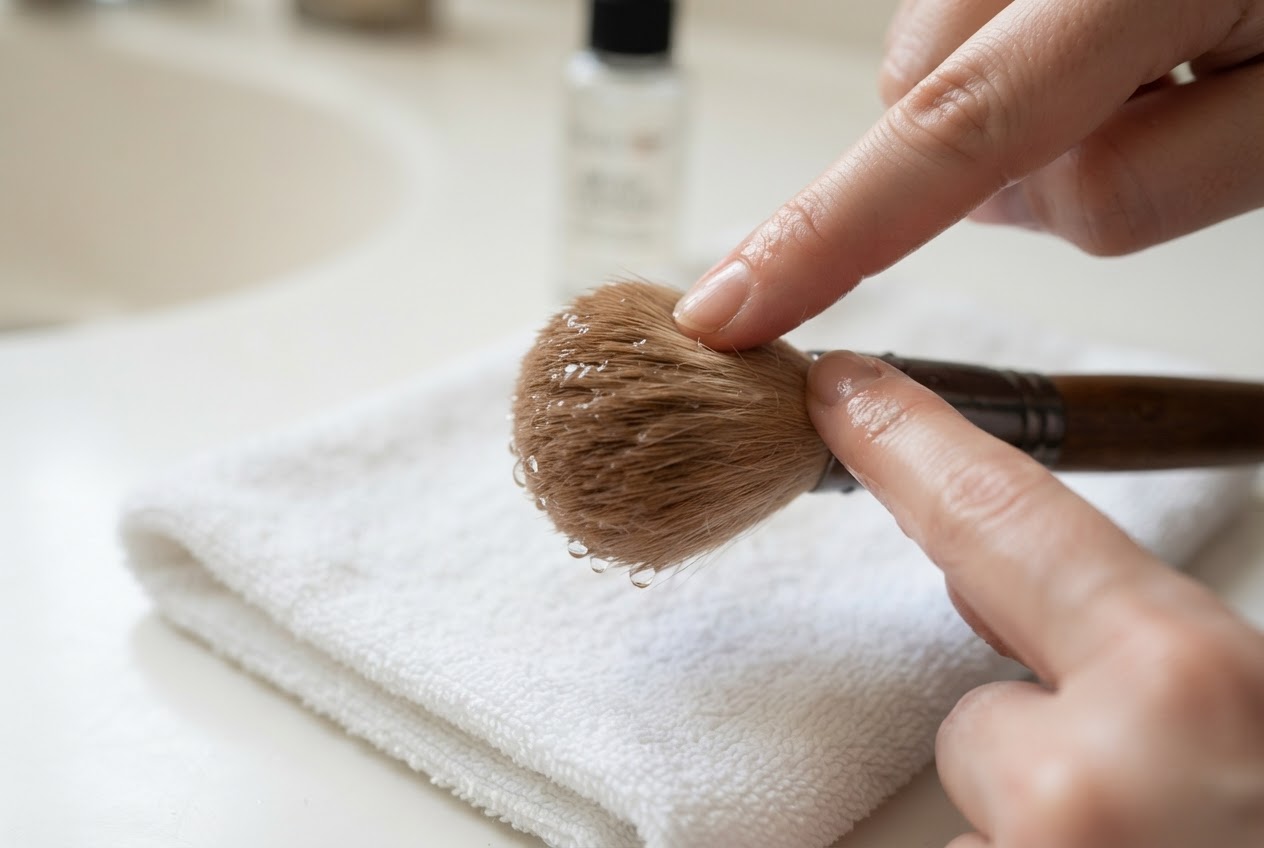 Realistic photo for Make-up-Pinsel richtig reinigen und trocknen