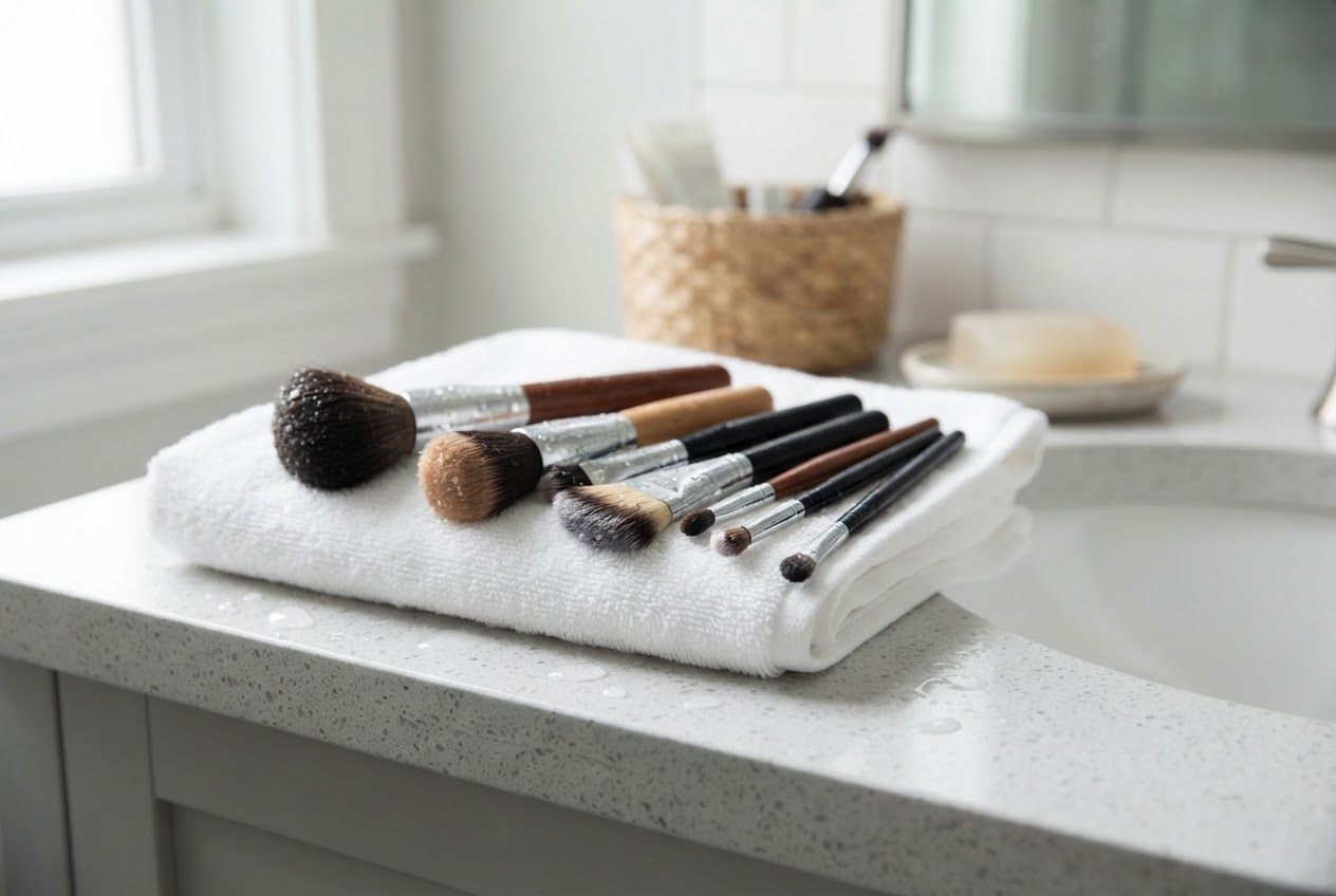 Realistic photo for Make-up-Pinsel richtig reinigen und trocknen