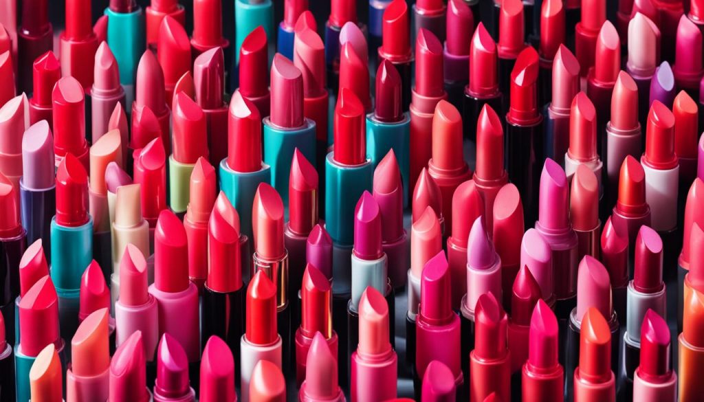 Lippenstift und Lipgloss in verschiedenen Farben