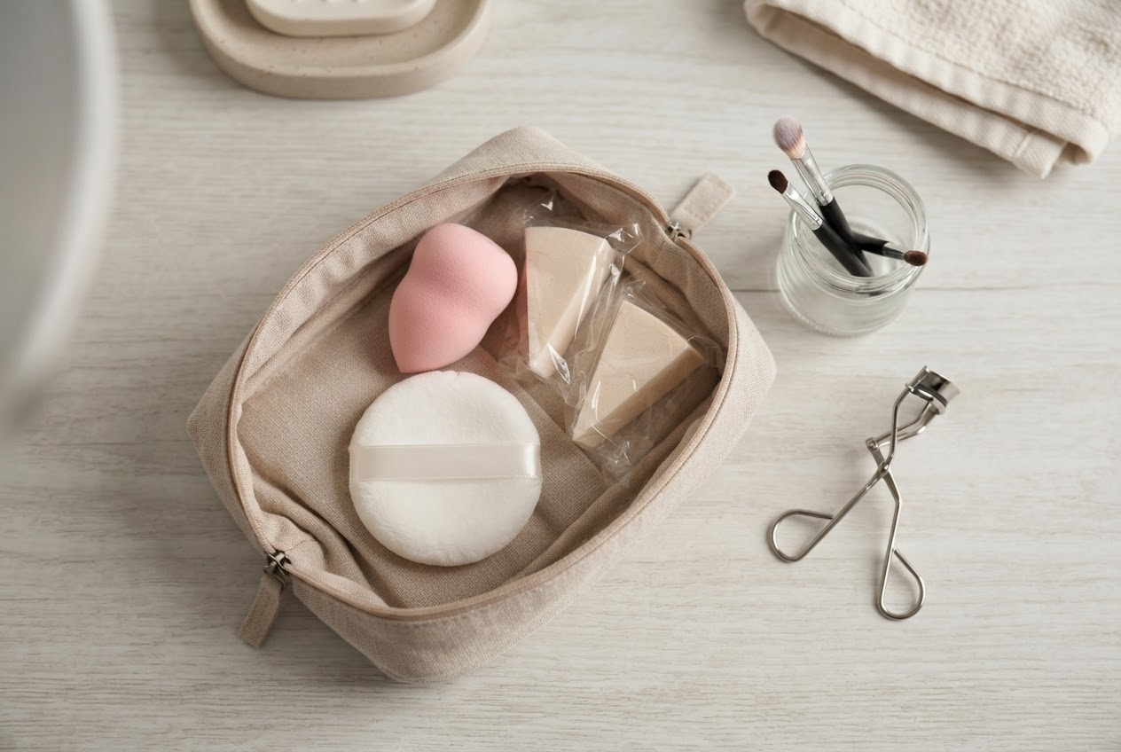 Realistic photo for Make-up-Schwämme und Puffs richtig reinigen und trocknen